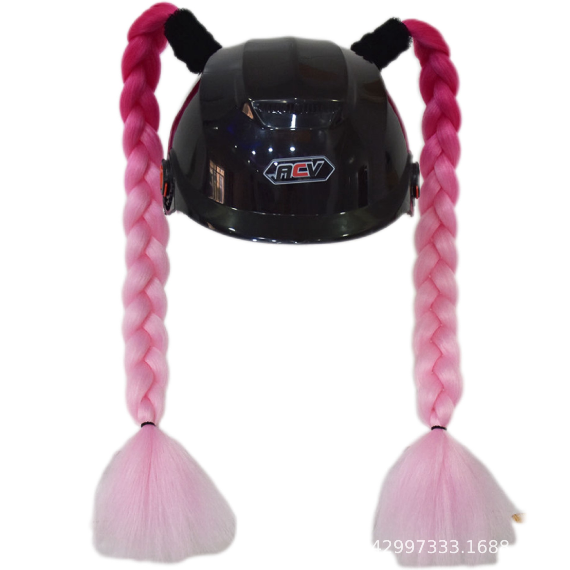 Helmet Decorations, Motuoche Auto Parts and Accessories - rose-red-and-pink-ponytail-braids-1-pair