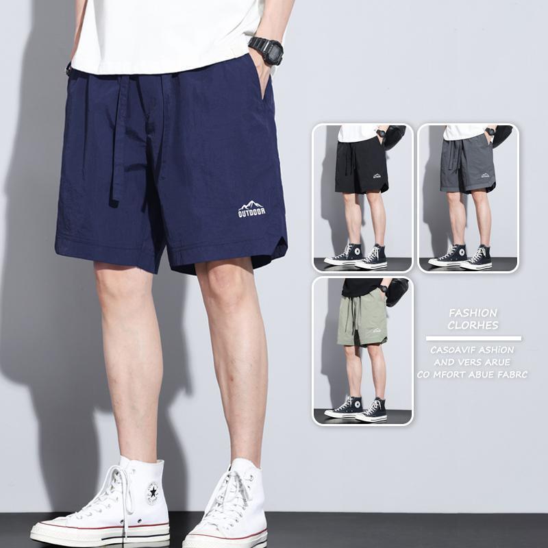 Summer Ice Silk Quick-drying Shorts Thin Breathable Loose All-match Sports Mid-length Pants Casual Outer Wear Five-point Beach Pants