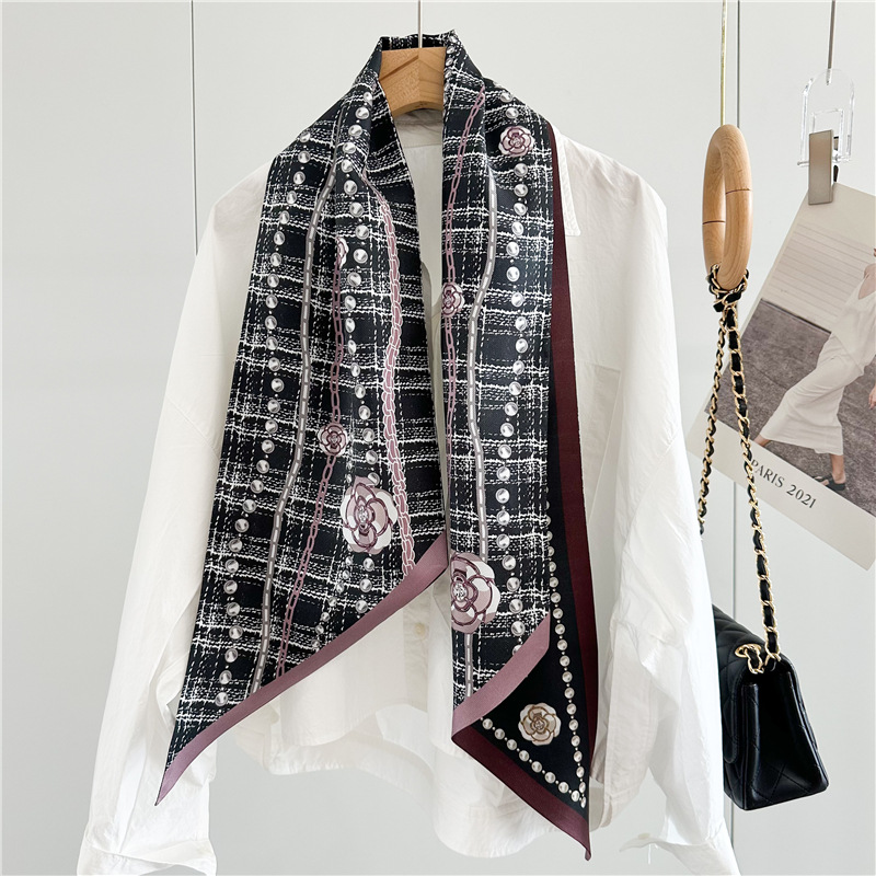 Silk elegant double-sided long scarf