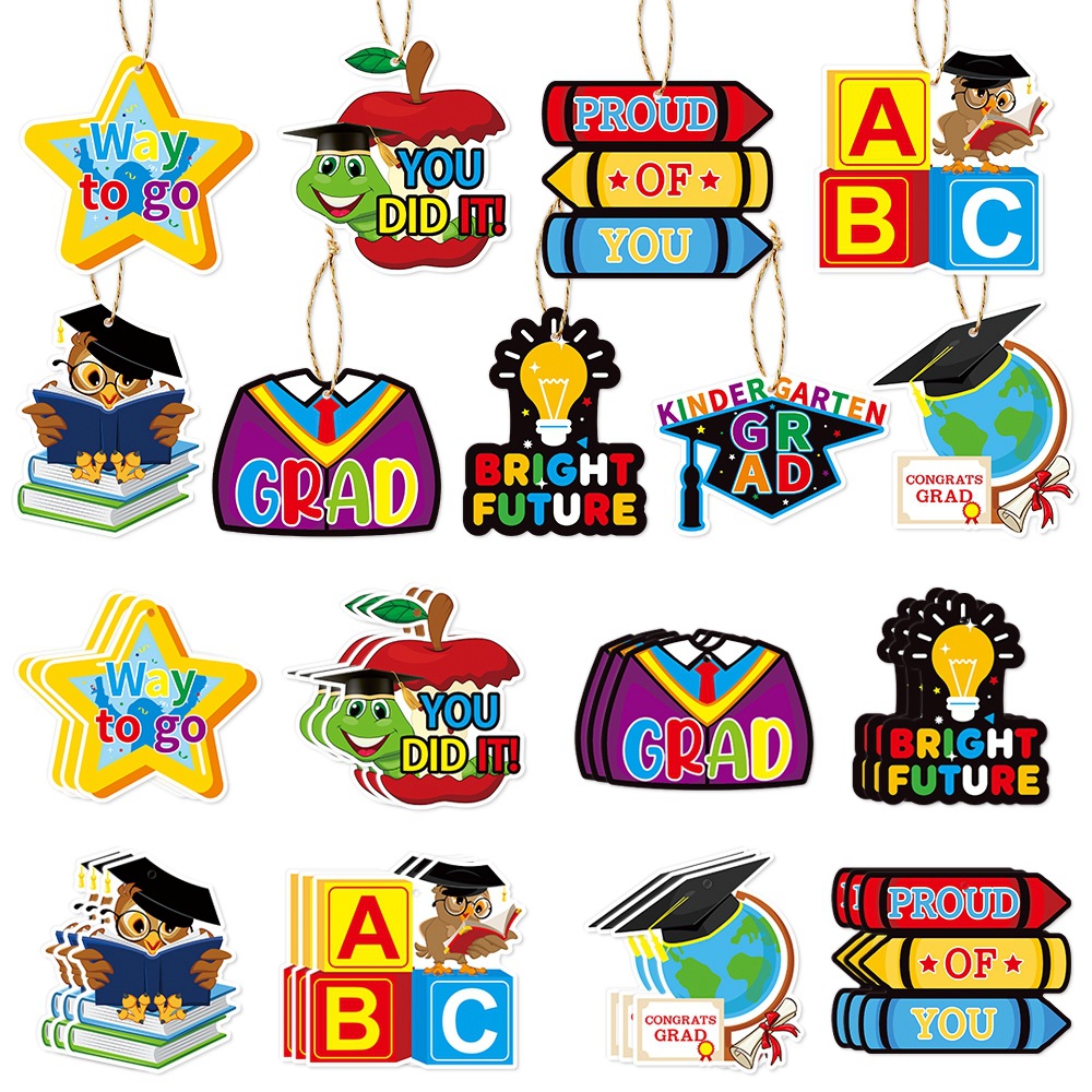 Transfronterizo nuevo jardín de infantes graduación temporada ceremonia aula decoración colgante graduación Etiqueta de regalo