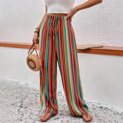 American and European Style 2025 Comfortable Casual Striped Women's Pants