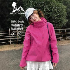 大札同モデルの紫玫紅沖前線服の女性春秋2025新型三合一は屋外防風コートを取り外すことができる