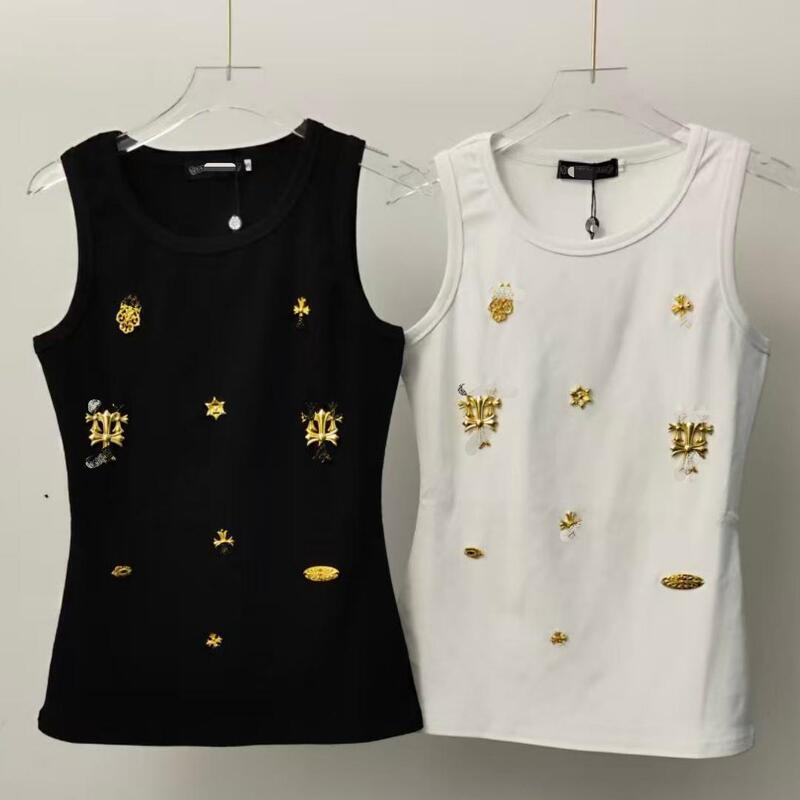 New Style Vest with Gold Three-Dimensional Decoration, Casual and Fashionable New Style Vest with Gold Three-Dimensional Decoration, Casual and Fashionable