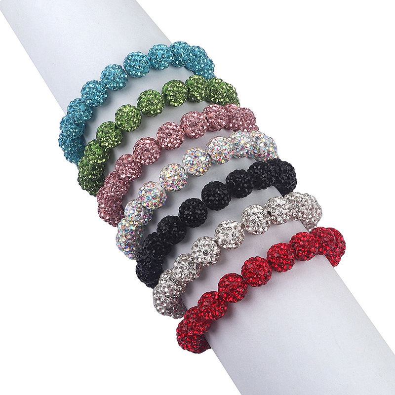 European and American Cross-Border High-End Six-Layer Diamond-Encrusted Clay Diamond Ball Handmade Bracelet Ab Diamond Girl Bestie Hand Jewelry Wholesale