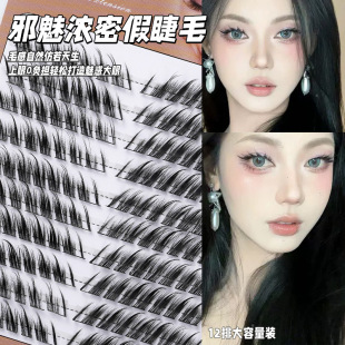 Fox baby straight oblique fly segmented self-adhesive false eyelashes fine black stem single cluster fox eyelashes eyelash book wholesale