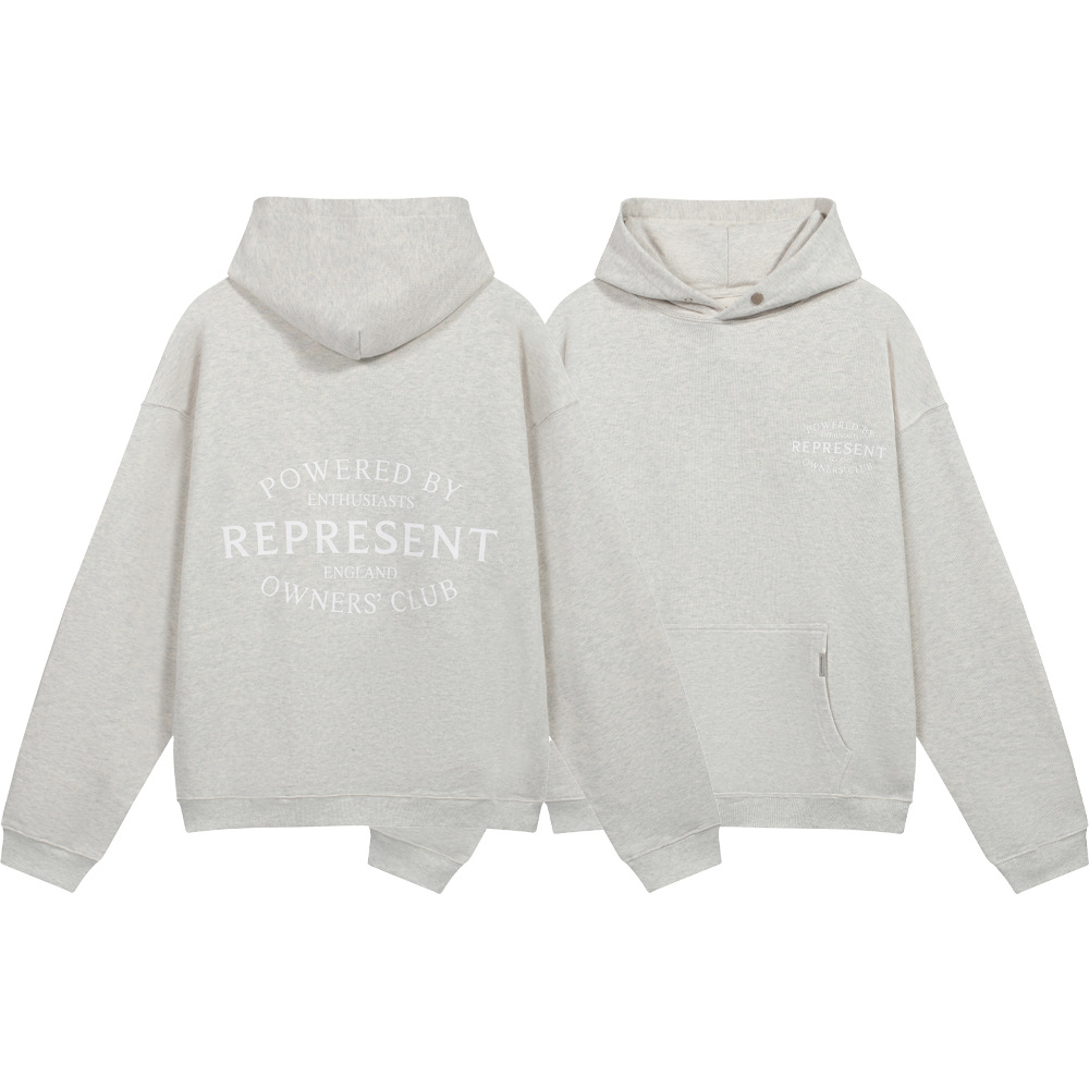 REPRESENT REP Vintage American Fashion Clásico Inglés LOGO Collar Casual Suedeca con Capuz Hombre