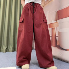 工装阔腿裤女 2025秋新款松紧腰抽绳韩版宽松休闲显瘦直筒裤 6079
