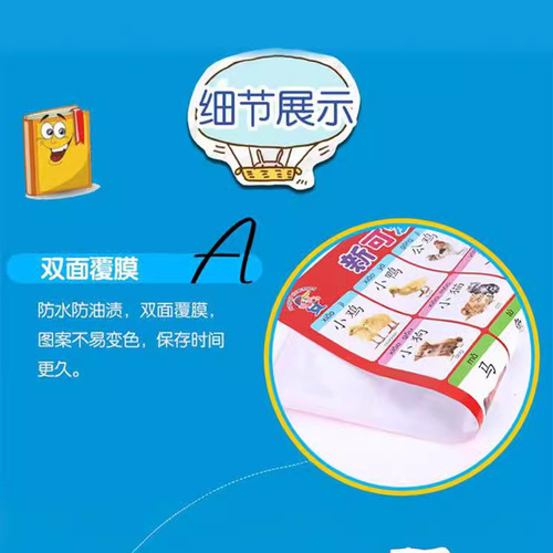 Baby literacy wall chart for early childhood education 0-3 years old wall sticker cognitive wall chart baby enlightenment pinyin silent card