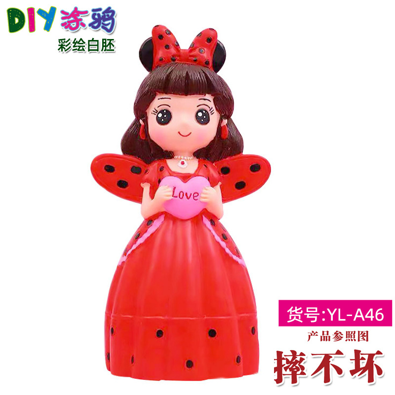 Gran vinilo yeso muñeca embrión blanco al por mayor puntada alcancía gran puntada artesanal DIY colorear blanco