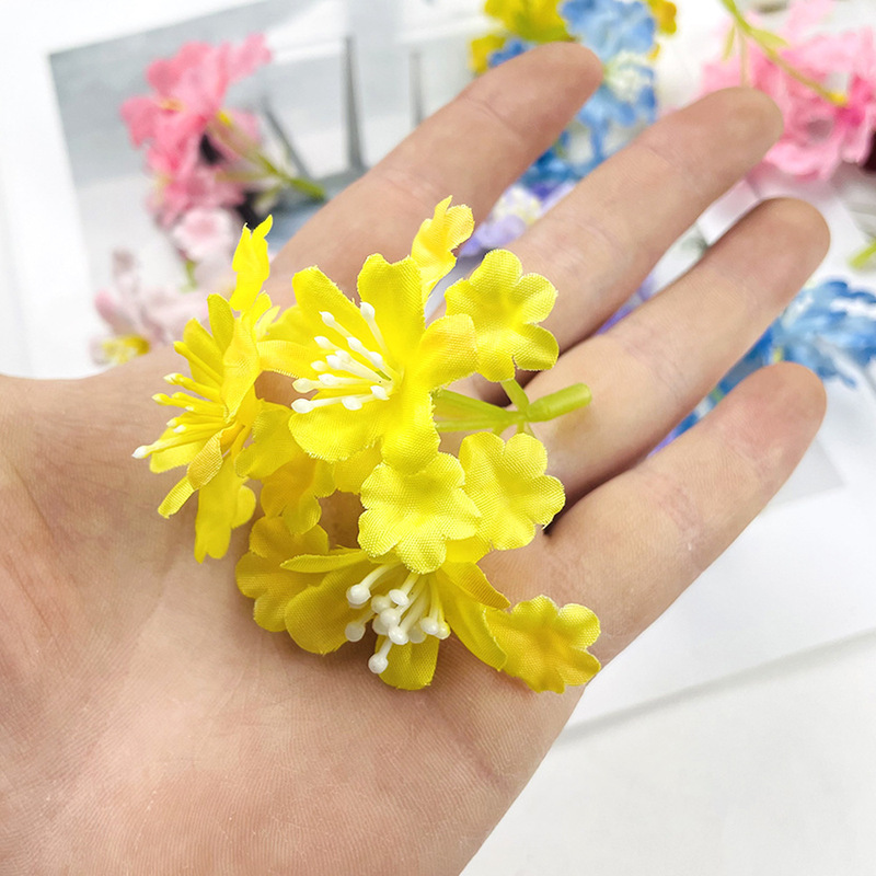 模擬 3 つの小さな草の花 diy 家の装飾造花小さな新鮮な蘭の頭飾り材料写真撮影の装飾品|undefined