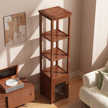 博古架实木中式小型置物架木架子窄款茶室茶叶架子茶柜古董架轻奢