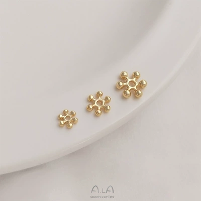 American 14K gold color retaining snowflake exquisite bead spacer handmade diy beaded bracelet necklace accessories (Zərgərlik ara hissələri)