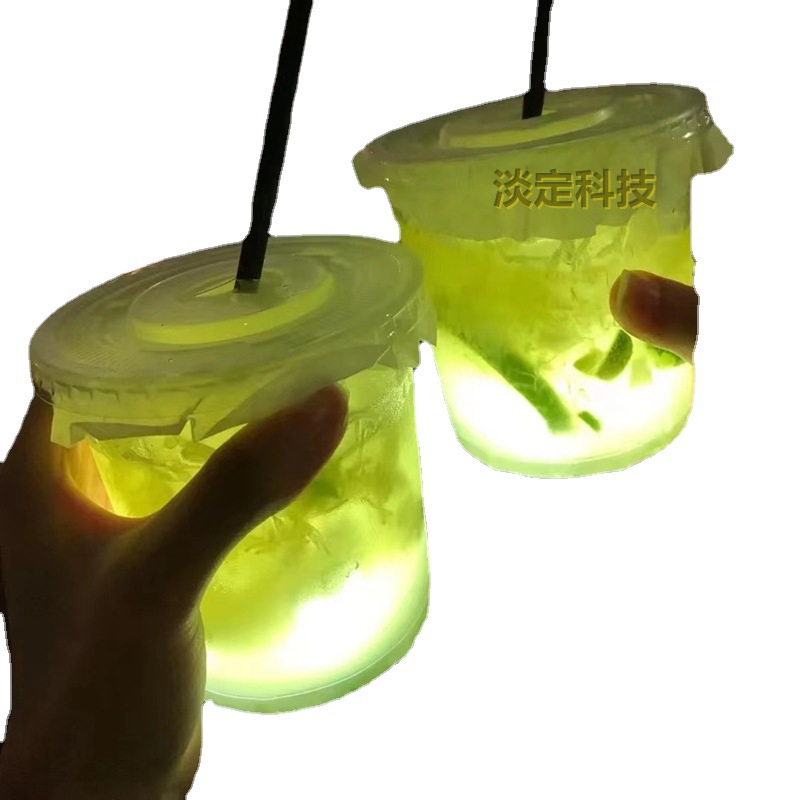 Noche en movimiento puesto de coche luminoso limón té Fondo luz LED flash leche taza de té pegatinas cóctel colorido luminoso botella pegatinas