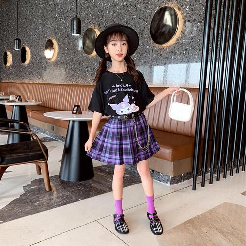 Girls suit summer dress  new style summer college style jk uniform skirt children's Internet celebrity big children two-piece set
