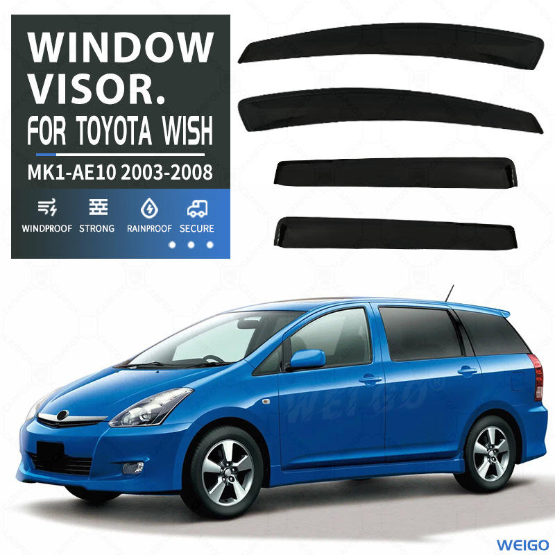Suitable for Toyota Wish Window Visor, Car Window Rain Shield, Sunshade Deflector, Rain Eyebrow