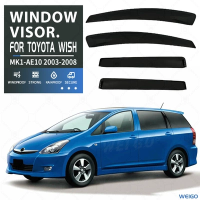 Suitable for Toyota Wish Window Visor, Car Window Rain Shield, Sunshade Deflector, Rain Eyebrow (Rain shield) - cross-border-precision-printing-toyota-wishwish-mk1-ae10-2003-2008-no-bright-strips-rain-shield-corner-protector-packaging