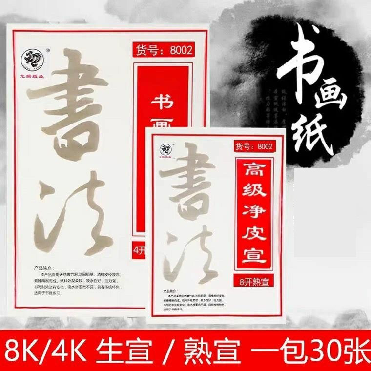 龙腾加厚国画书画书法练习书画纸8开4开生宣熟宣8K初学版画纸毛笔