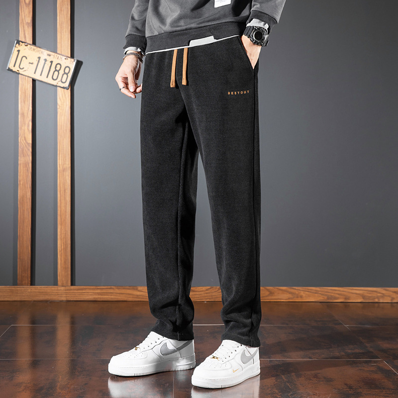Hombres sueltos pantalones casuales rectos primavera nuevo estilo de moda de moda de moda deportivo simple pantalones largos