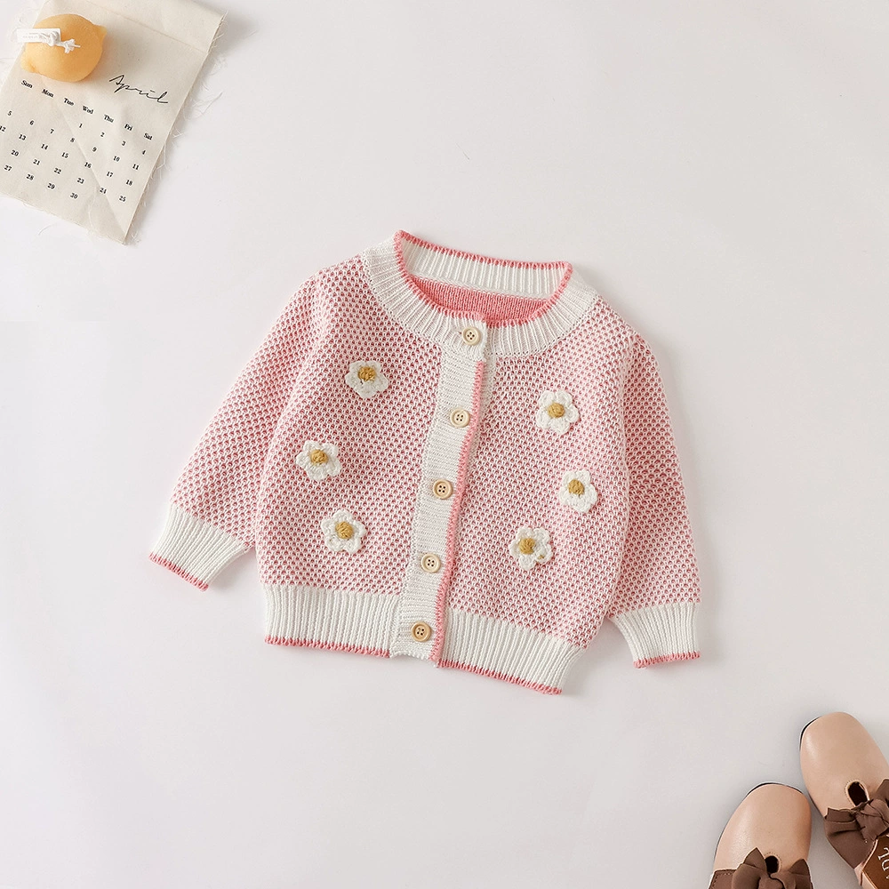 Brand autumn children's knitted long-sleeve to go out, flowered