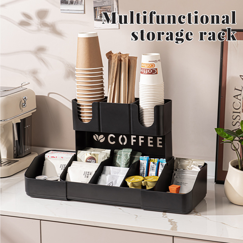 New Disposable Paper Cup Holder, Retractable and Modular Cup Dispenser, Coffee Shop Bar Counter Tea Bag, Straw, and Tissue Storage Rack