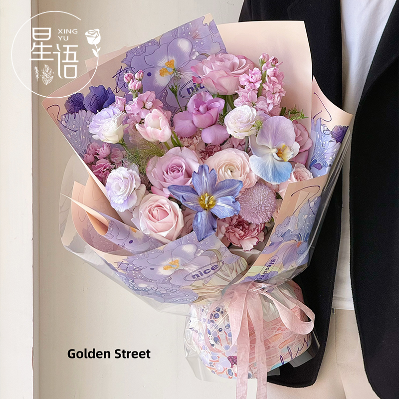 Serie de película de estilo Fauvinista impermeable papel de embalaje de pintura al óleo flor flor flor ramo de papel de envoltura flor floral atmósfera floral papel