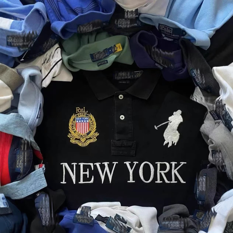 Foreign Trade Summer Polo Shirt, City Style Jersey, American-Style Embroidered Casual Men's Large Size Short-Sleeve Shirt