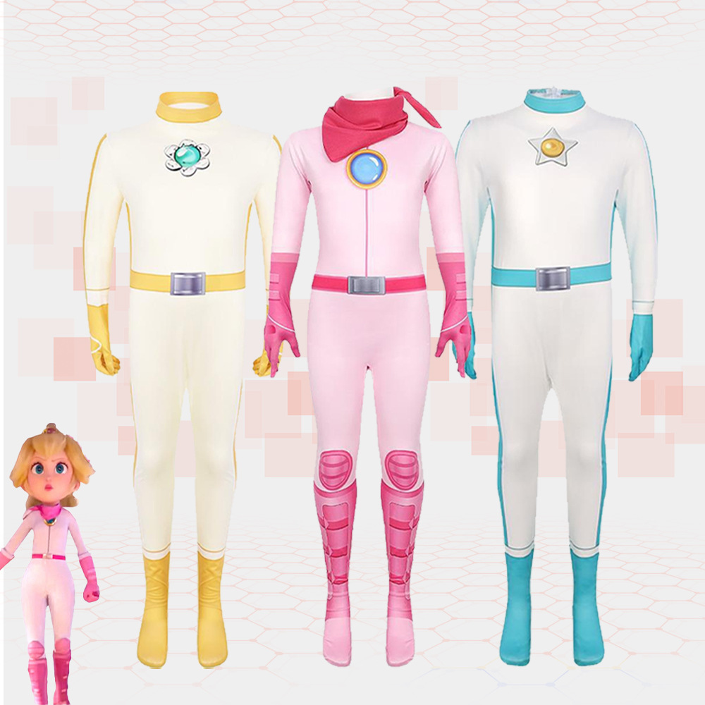 Halloween Princess Peach cosplay jumpsuit battle suit cos Nintendo children's performance costume Mario
