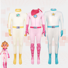 Halloween Princess Peach cosplay jumpsuit battle suit cos Nintendo children's performance costume Mario