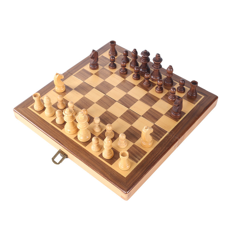 Ajedrez de madera transfronteriza plegable esquina redonda tablero de ajedrez niños estudiante inesperadamente habilidad rompecabezas juego juguete fábrica de ajedrez