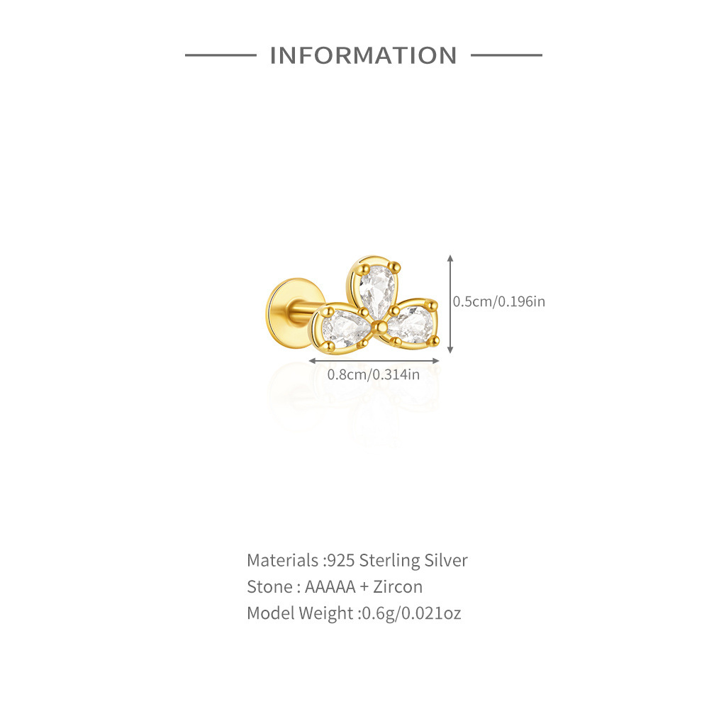 1 Piece Ear Cartilage Rings & Studs IG Style Sweet Geometric Bow Knot Sterling Silver Plating Inlay Zircon Ear Cartilage Rings & Studs display picture 2