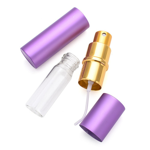 10ml aluminum tube flat-top portable perfume refill bottle with glass inner bowl, facial essence toner mist bottle health bottle