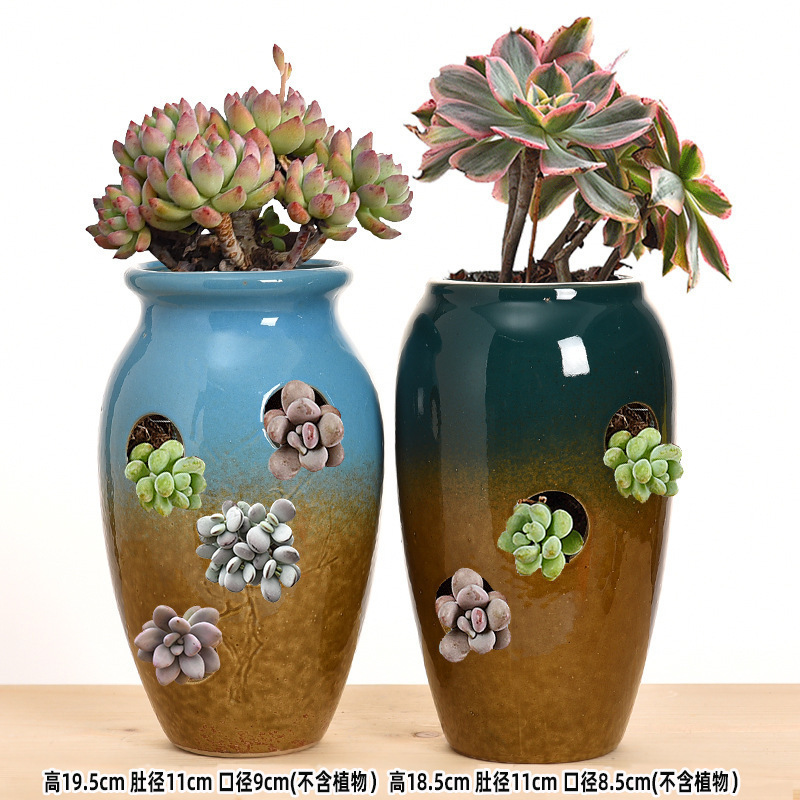 多肉花盆大量批发陶瓷植物粗陶复古素烧紫砂创意大小口径简约跨境|undefined