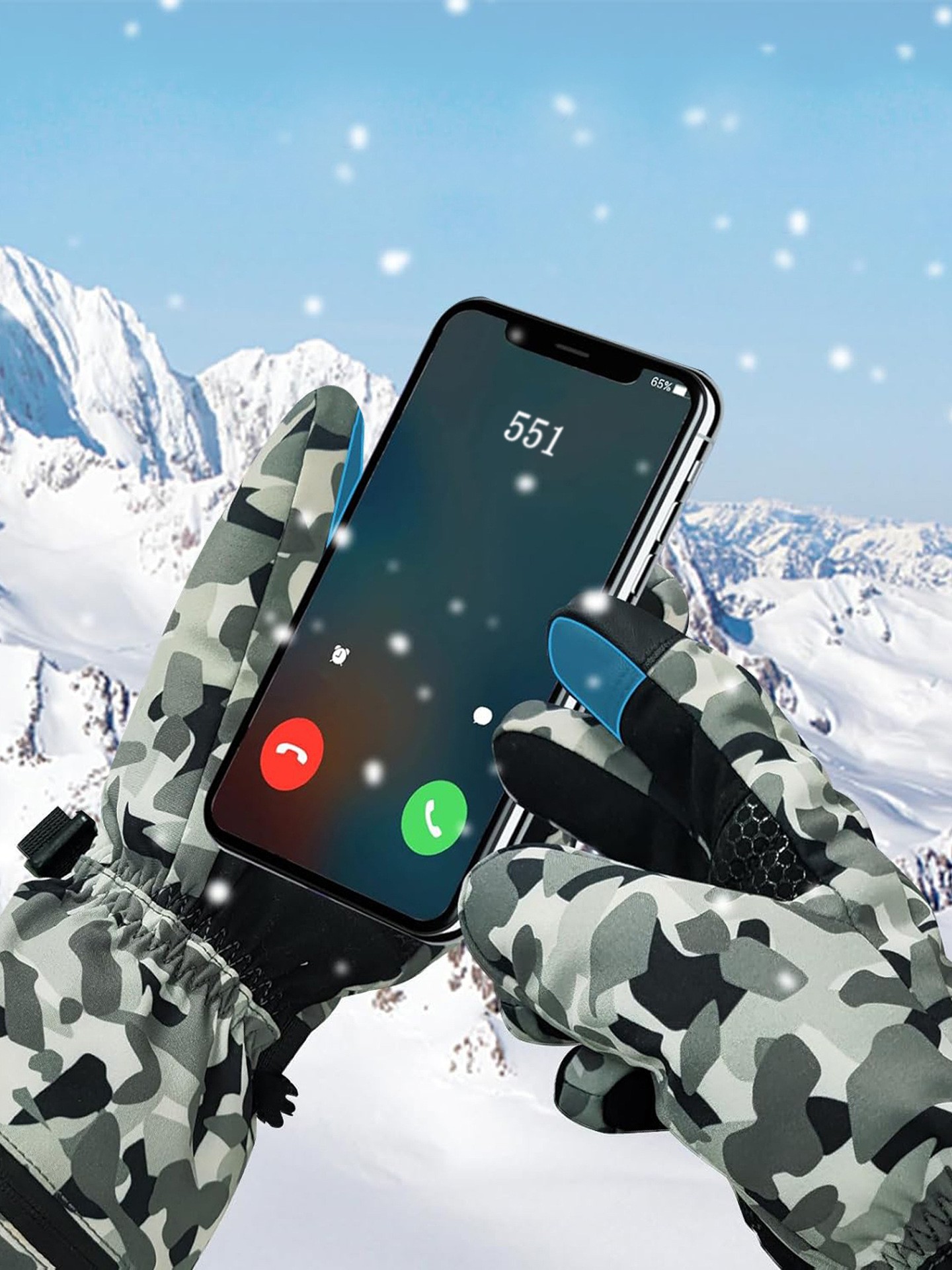 Fabricante personalizado camuflaje al aire libre esquí calentamiento guante caliente motocicleta pantalla táctil calefacción eléctrica unisex