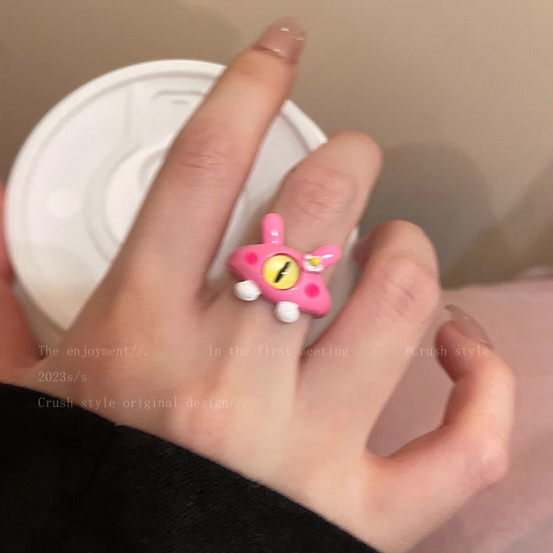 Colección de pequeño monstruo lindo anillo de monstruo de un ojo personalidad femenina diseño de nicho anillo abierto único image 5