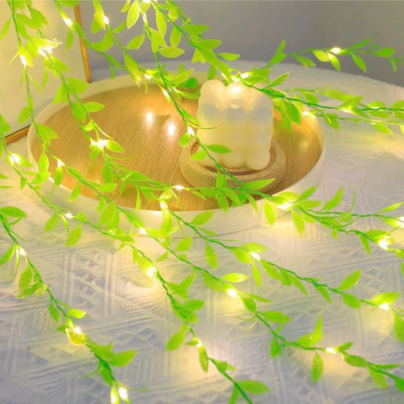 LED vine string lights, copper wire leaf garland, USB + remote, 3×1–3×2 m, 100–200 LEDs