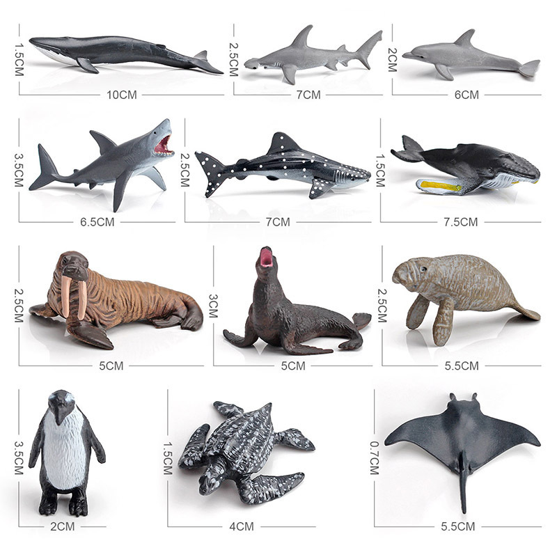 Simulación de la vida marina modelo estático conjunto de delfines ballenas tiburones juego de 12 piezas cognitivo infantil juguete de educación temprana