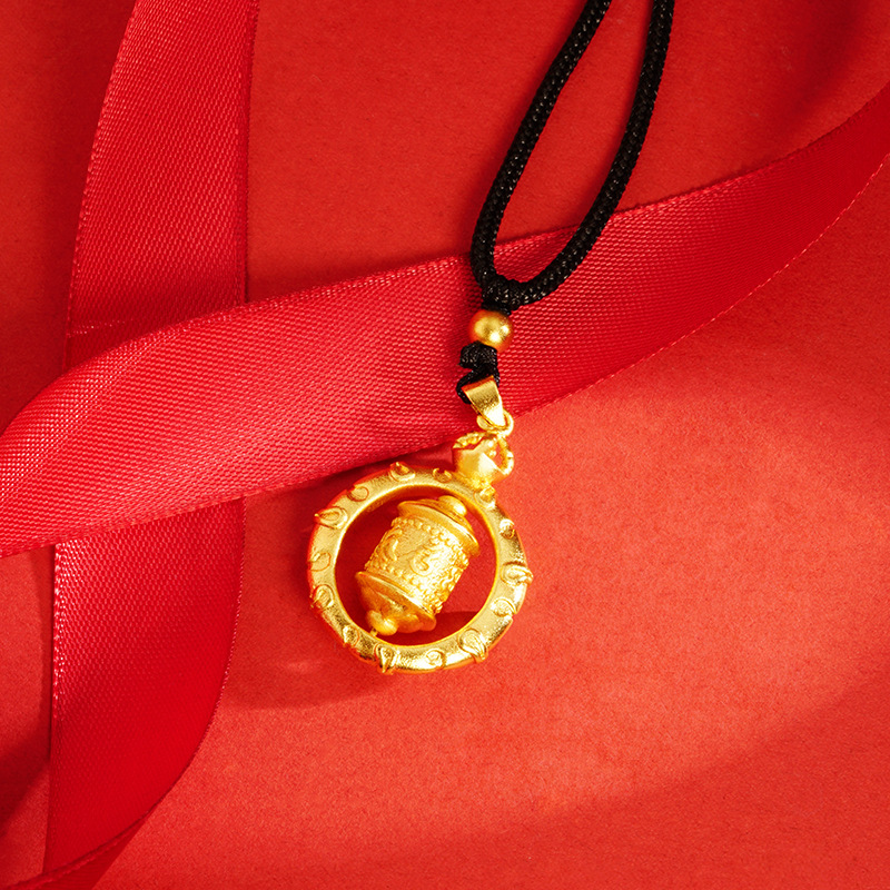 Estilo antiguo oro seis palabras mantra collar tubo de oración cuerda negro ajustable retro estilo chino joyería de las mujeres de Latón chapado en oro