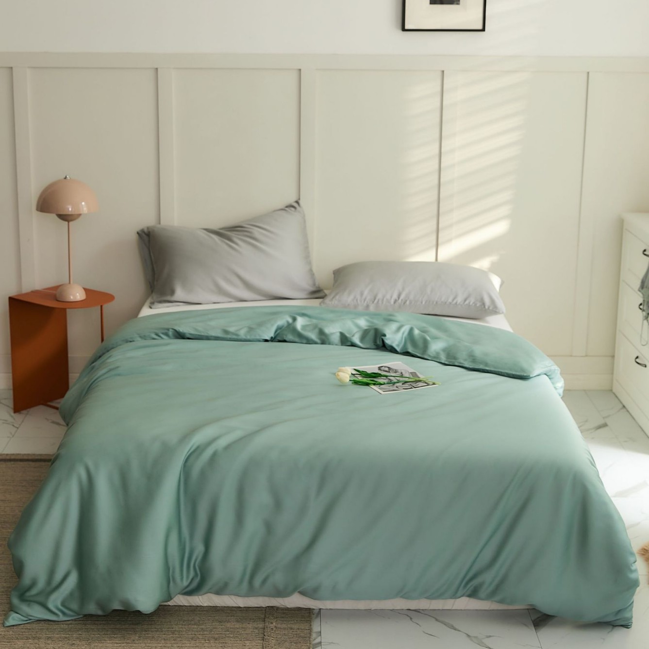Summer Cool Ice Silk Quilt Cover 100LF Lenzing Tencel Solid Color Pillowcase, Single Bed Fitted Sheet, Summer Silky Cool Lyocell Duvet Cover_voghion.com