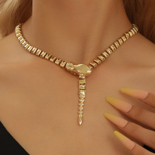 厂家货源新款时尚个性夸张轻奢小众设计蛇骨蛇形锁骨百搭项链批发