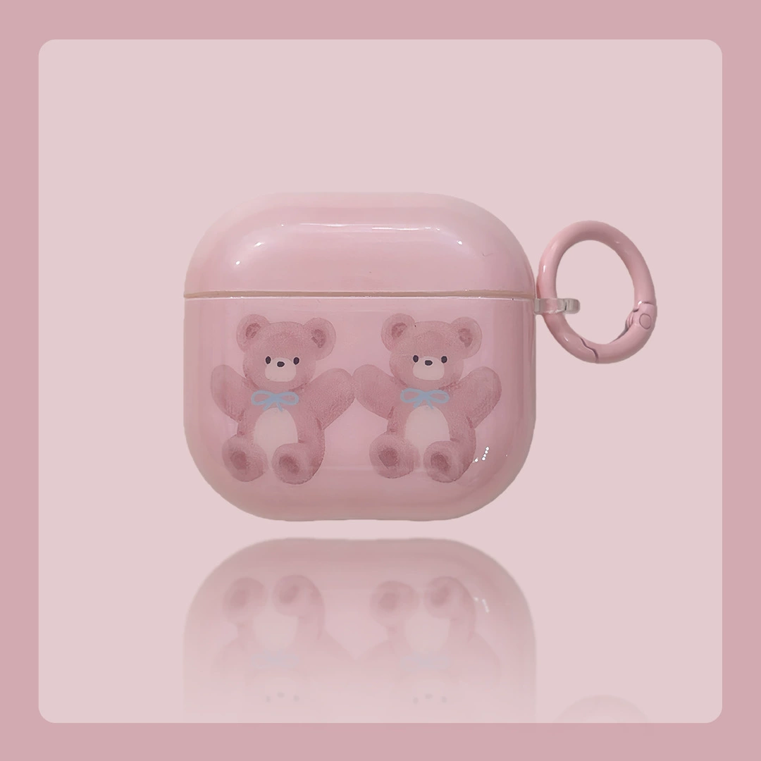 Защитный IMD чехол ТПУ для AirPods (Apple) — глянцевый с подвесом, снежинки и узоры