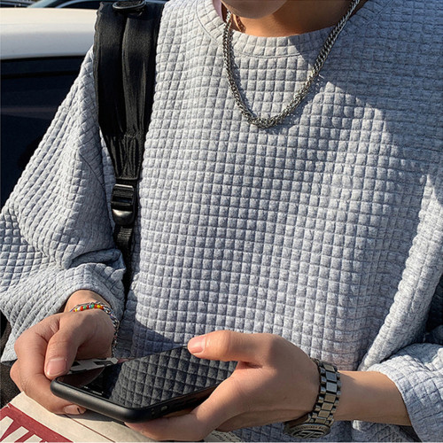 Men's Summer T-shirt, Honeycomb Short Sleeve, Trendy Streetwear, Instagram Style, Harajuku Fashion, Half Sleeve, 5-Finger Sleeve, Hong Kong Style, White T-Shirt