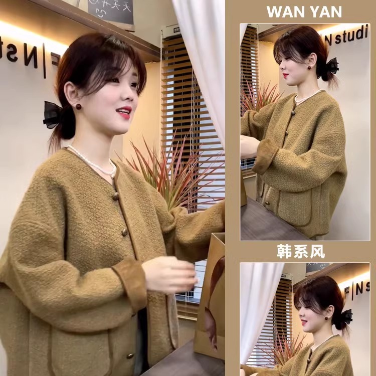皮毛一体爆款小香风外套女2025秋季新款小个子休闲宽松羊羔毛上衣|undefined