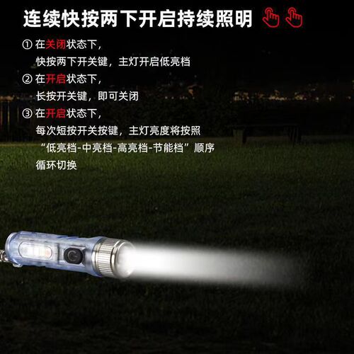Mini small clip-on flashlight strong light rechargeable white red blue purple light currency detection lamp outdoor keychain gift flashlight