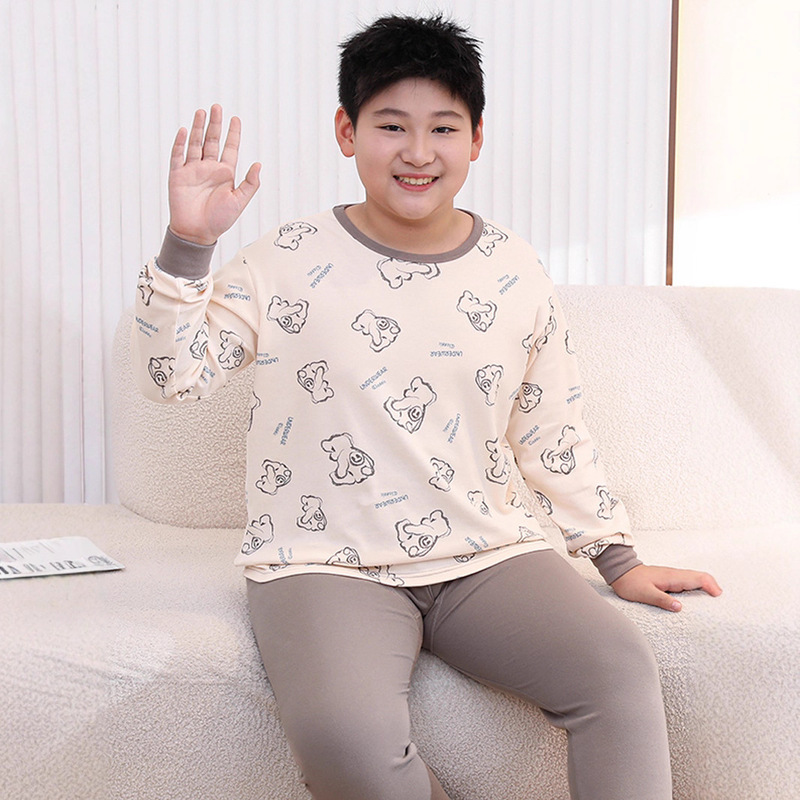 25胖童秋衣秋裤儿童加肥加大家居服中大童睡衣内衣青少年纯棉套装|undefined