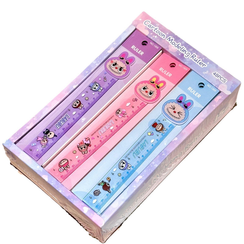 Nuevo 15 cm de regla recta lindo dibujo animado no niños estudiantes regla de plástico transparente regalos del 1 de junio