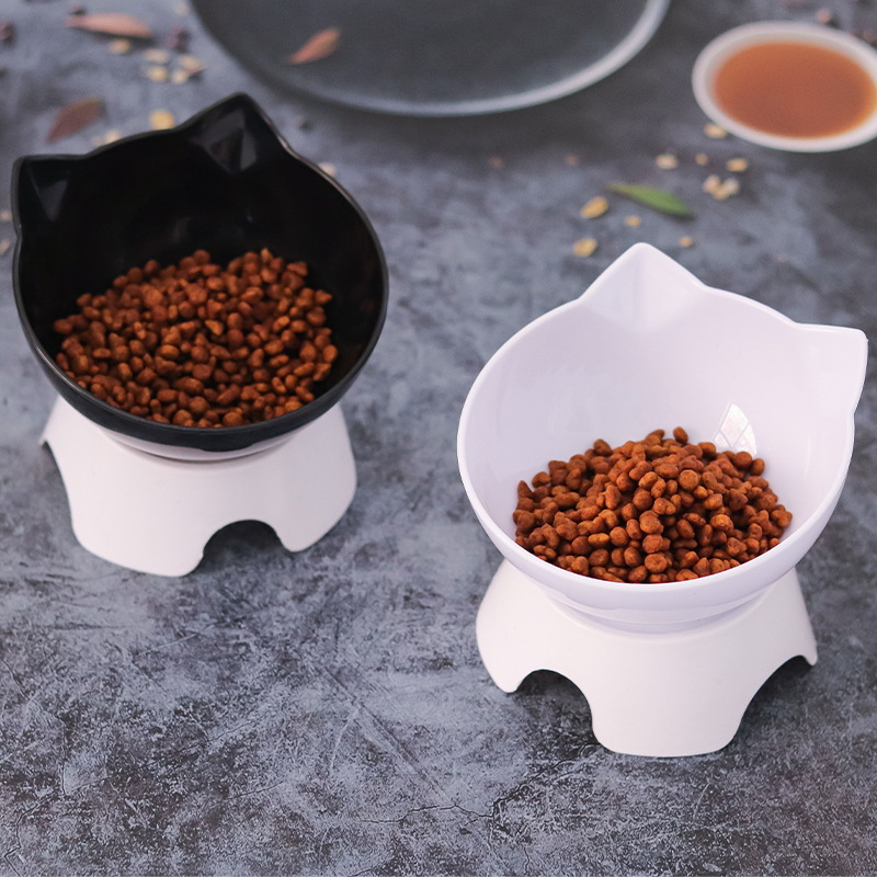 Cuello inclinado transfronterizo para gatos cuenco para perros cuenco para gatos cuenco de plástico doble cuenco para gatos cuenco para perros cuenco de agua cuenco para mascotas al por mayor