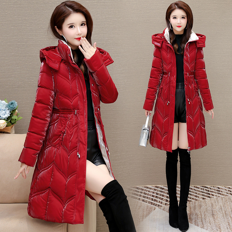 Cara brillante sin lavado ropa de algodón de pluma de invierno de mujeres nuevas ropa de algodón gruesa y delgada cintura delgada chaqueta de algodón