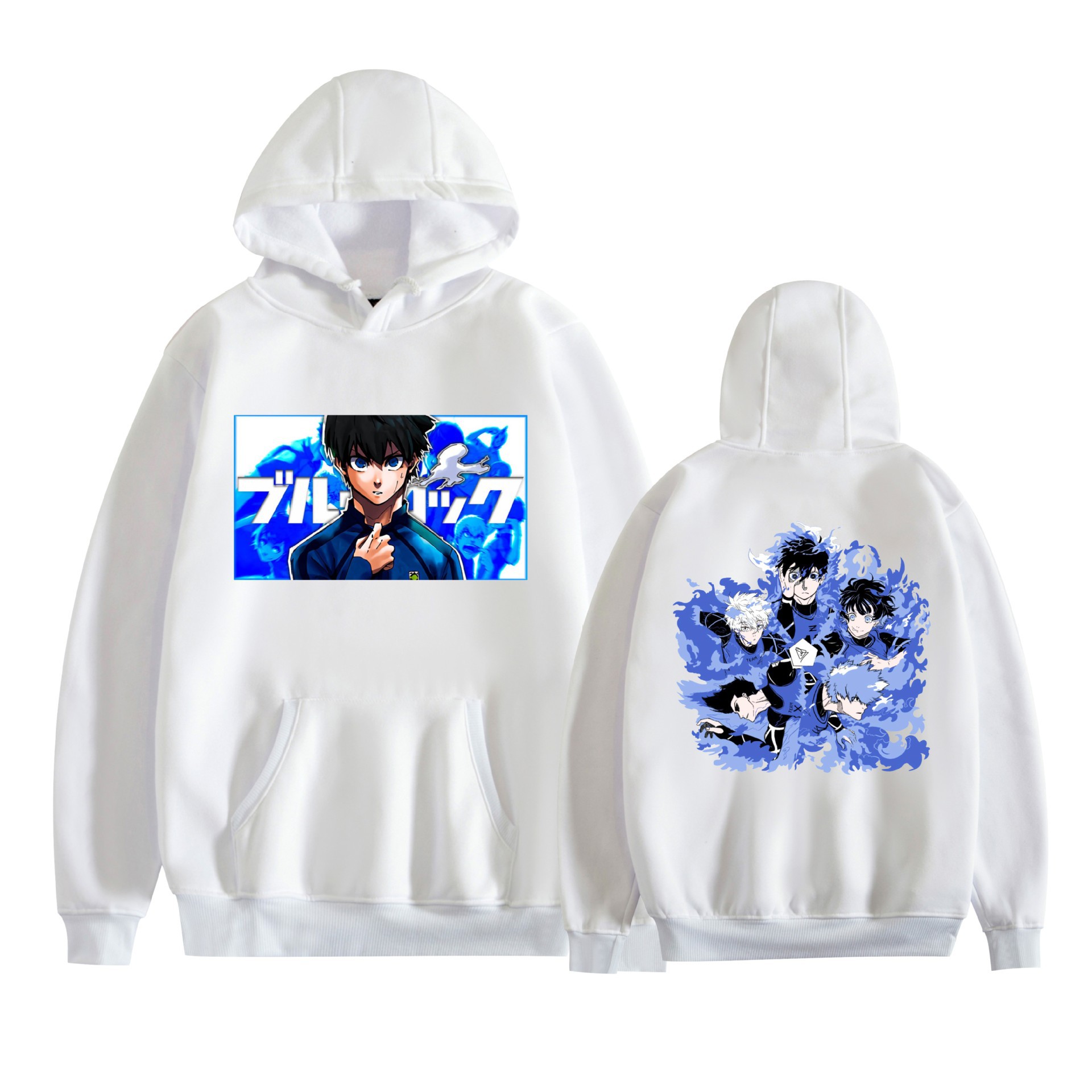 Nuevo estilo transfronterizo BLUE LOCK azul prisión animación periféricos hombres y mujeres suéter con capucha suelto casual