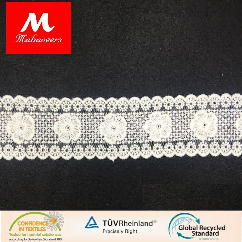时装镂空蕾丝带 白色网布刺绣花边 全棉花朵婚纱女装服装辅料批发