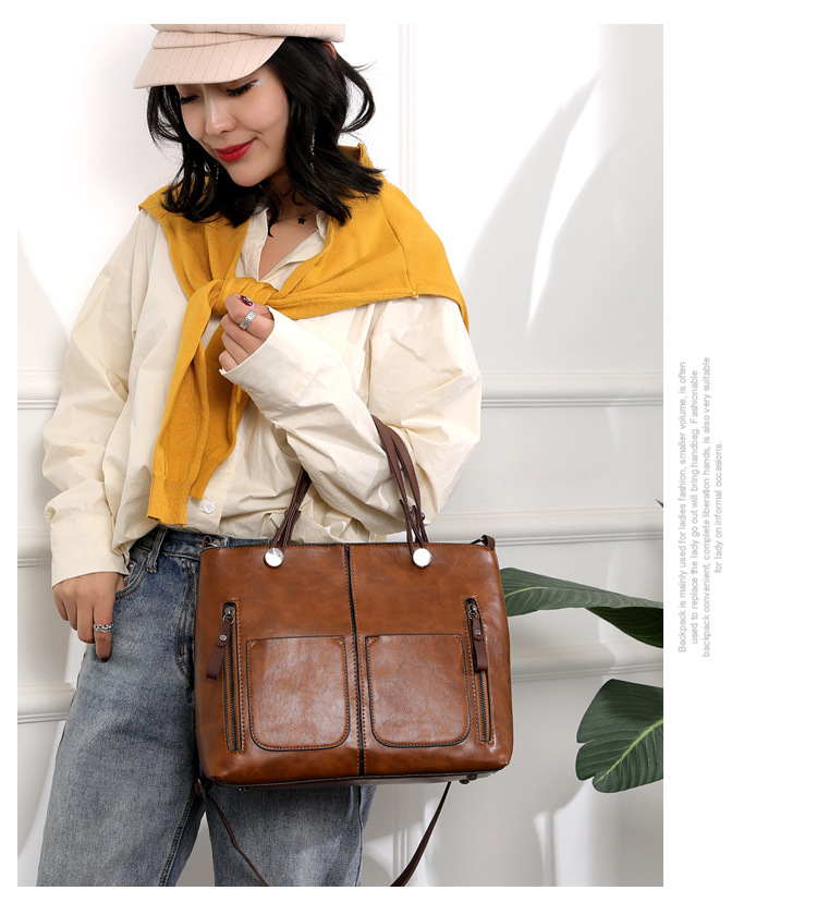 Double Pocket Large Capacity 2023 Popular New Fashion Shoulder Women's Tote Simplified Diagonal Straddle Bag_voghion.com